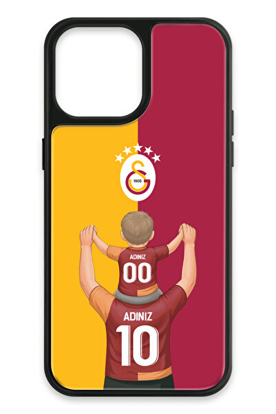 Galatasaray Kişiye Özel Baba Oğul iPhone 13 Pro Max Kılıf (Cam) - Lisanslı Or...