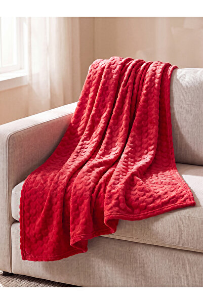 LC Waikiki Alita City Lcw Home Red Plush Patterned 100X150 Tv Blanket