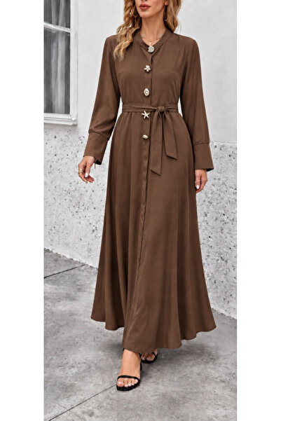 Generic Brand Button detailed belted long dress