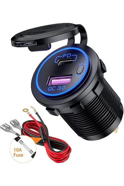 Meijeegu USB Car Quick Charge Charger 3.0+ PD with Switch for 12V/24V Vehicle...