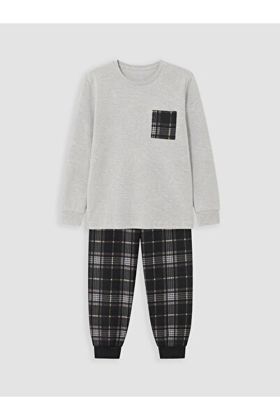 LC Waikiki Rmz Gi̇yi̇m Farkiyla Zero Roba Collar Boys' Pajama Set