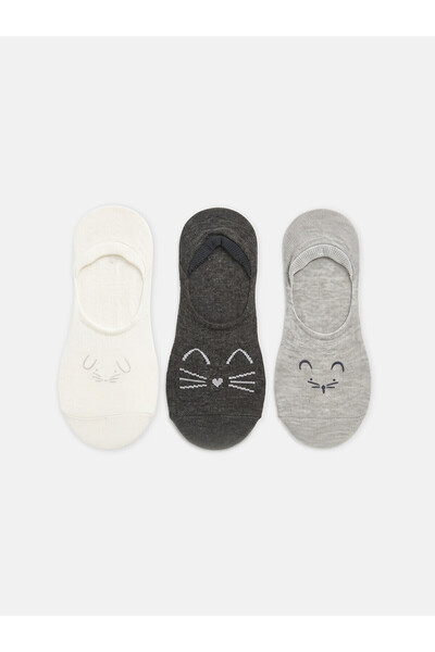 LC Waikiki Alita City Lcw Dream Ecru Patterned 3-Pack Women's Ballerina Socks