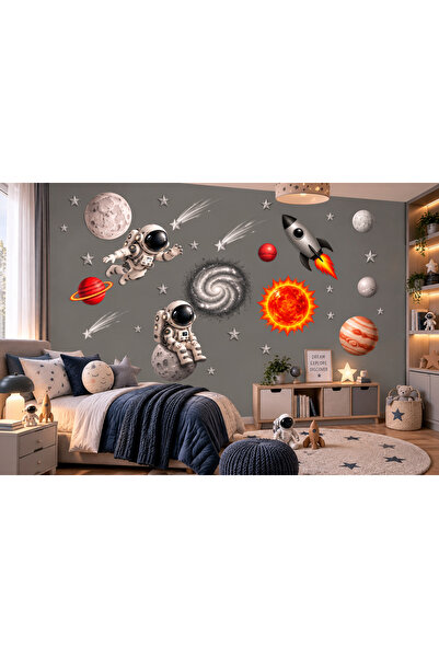 MaisonVelinCo Space Themed Kids Room Wall Sticker Set Astronaut Rocket Planet...