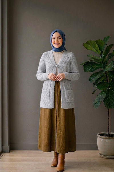 Generic Brand Yumoş Pompom Tied Vest - Gray