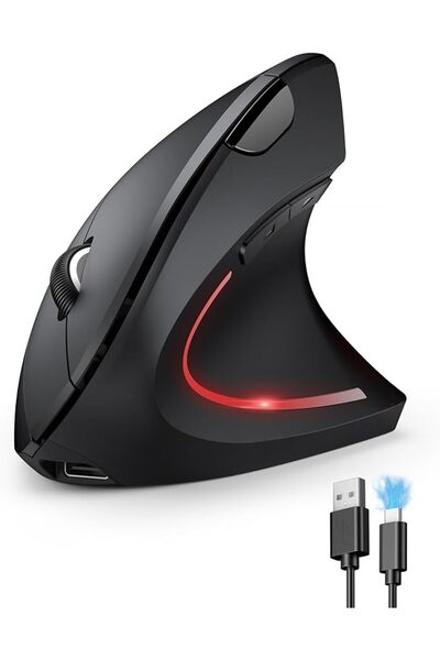 TECKNET Ergonomic Mouse, Wireless Rechargeable Vertical Mouse for Carpal Tunn...