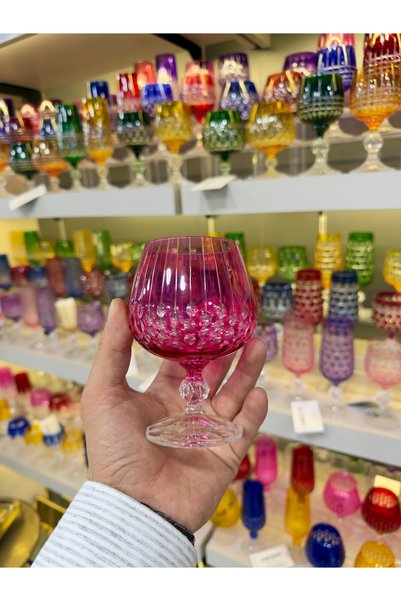 Vakıf home Bohemia Kristal Renkli El İşi Ayaklı Kahve Yanı Su Bardağı 250 ml ...