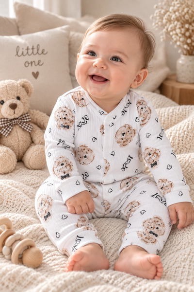 NOTA KİDS Organic 100% Cotton Newborn Baby Long Sleeve Romper