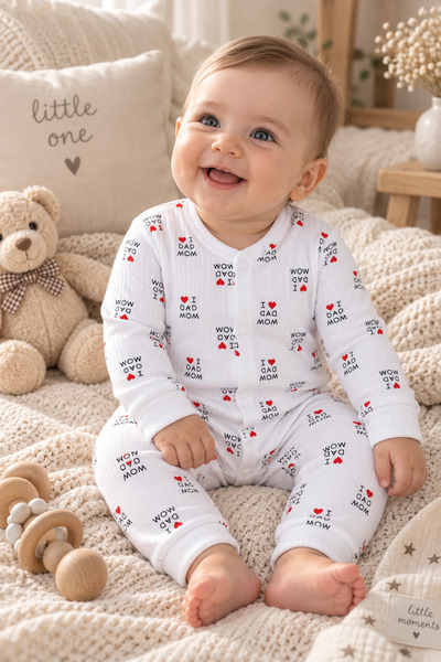 NOTA KİDS Organic 100% Cotton Newborn Baby Long Sleeve Romper