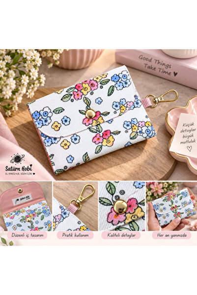 satürn hobi örgü tasarım Handmade Patterned Fabric Wallet & Card Holder
