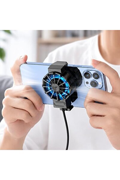 USB -Powered Phone Cooling Fan with Blue Light, Back Clip Smartphone Cooler, ...