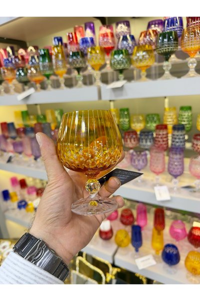 Vakıf home Bohemia Kristal Renkli El İşi Ayaklı Kahve Yanı Su Bardağı 250 ml ...