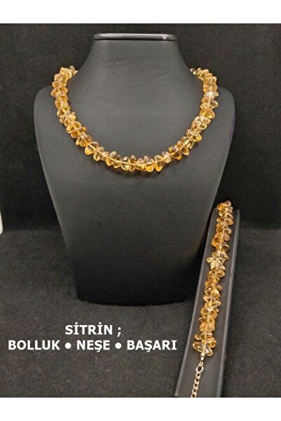 SEVA'S BİJUTERİ Natural Citrine Stone Necklace & Bracelet Set – Natural Stone...