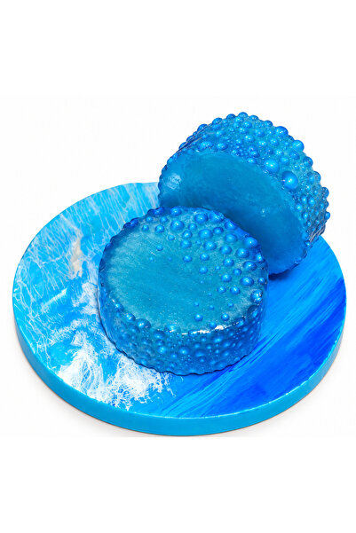 SOO SOAP طقم صحن وصابون مزخرف باللون الأزرق مصنوع يدويًا كهدية ديكورية