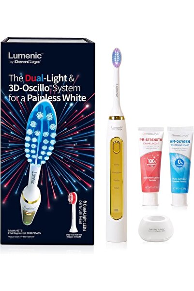DermRays Lumenic Electric Toothbrush with Red Light & 3D Oscillo System, Whit...