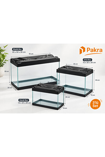 PKR Akvaryum 3 lü set siyah