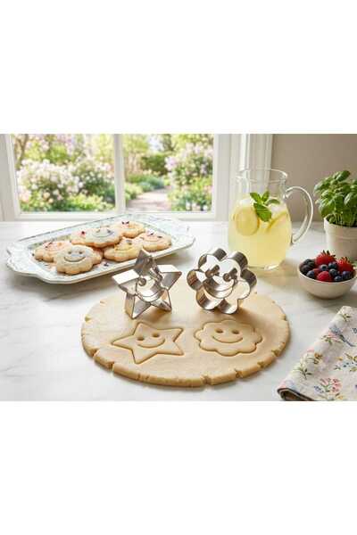 LOVYCO Stainless Steel Smiley Face Cookie Mold Set - Star and Flower Shaped D...
