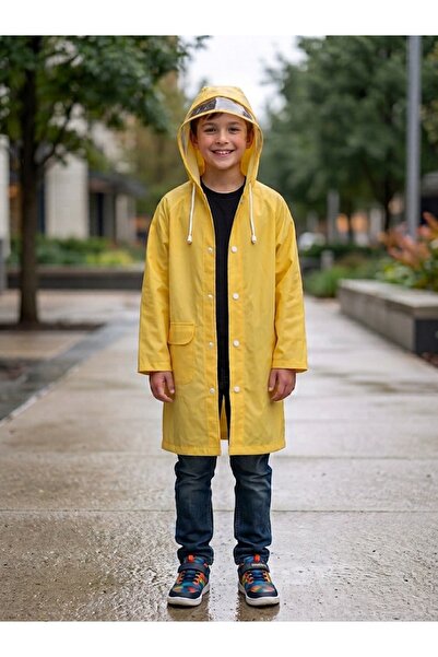 İMEXTECH Unisex Yellow Children's Waterproof Windproof Raincoat with Hood and...