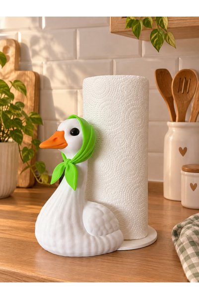 NureStore Sevimli Eşarplı Ördek Figürlü Tezgah Üstü Havluluk Mutfak & Banyo D...