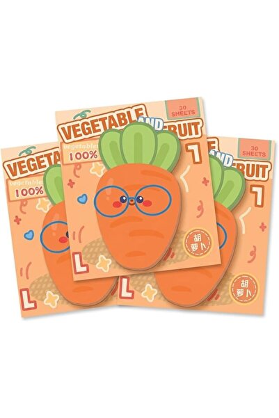 TERRIFI Carrot Sticky Notes Set for Reminders and Bookmarks, 3 Self Stick Mem...