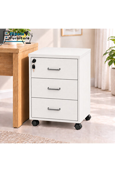 PixelsFurniture وحدة أدراج متحركة من بكسل الأثاث, بثلاثة أدراج وقفل مركزي