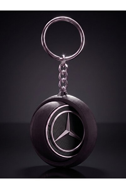 MUTASYON Premium Flip (İç Kısmı Dönen) Mercedes Logolu Anahtarlık Siyah Gümüş...