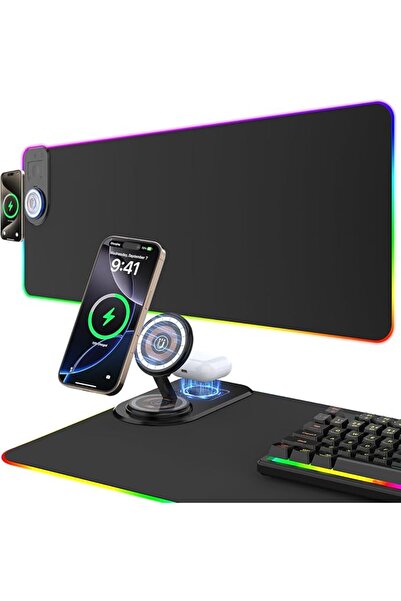 GENERAL TARKARI Gaming Mouse Pad Wireless Charging - Desk Mat Magnetic Foldab...