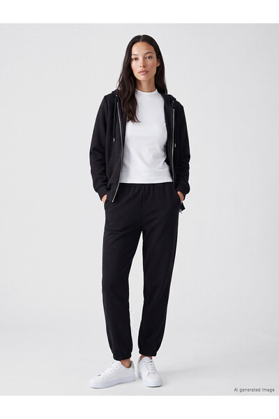 LC Waikiki Nevavm Black Elastic Waist Women's Jogger Sweatpants with a Differ...