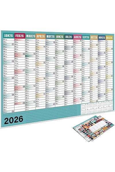 Tazweeq 2026 Wall Calendar Monthly Planner, Large Grid Layout Streamlined Des...