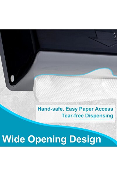Generic Brand Dispenser pentru prosoape de hârtie Pollock, 200 coli, montare pe perete, ABS, 27 x 22 x 10 cm, negru