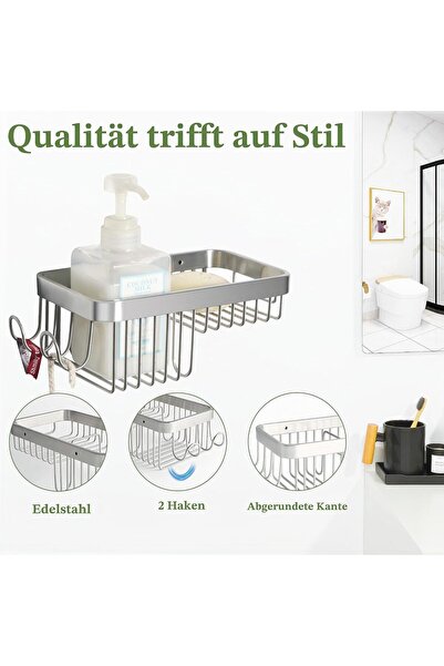 Generic Brand Etajeră de colț pentru duș, inox 304, 15 kg, 8,2 x 21 x 12 cm, finisaj satinat, argintiu