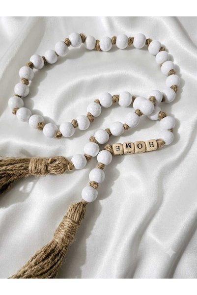 diclecollection White Wooden Beads Decorative Multi-Purpose Ornament Prayer Beads/Bohemian Ornament/Design Prayer Beads/Accessory Decor
