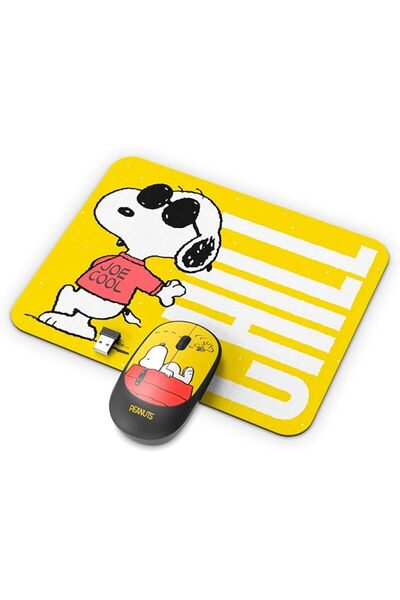 SOAR Peanuts Mouse & Mouse Pad Combo Yellow- Chill
