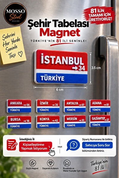 Mosso Steel Şehir Tabelası Magnet / Magnet / Buzdolabı Süsü