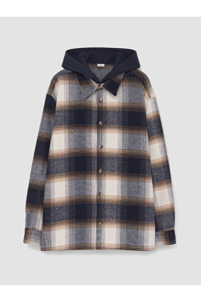 LC Waikiki Nevavm Farkıyla Lcw Kids Navy Blue Gabardine Plaid Loose & Loose B...