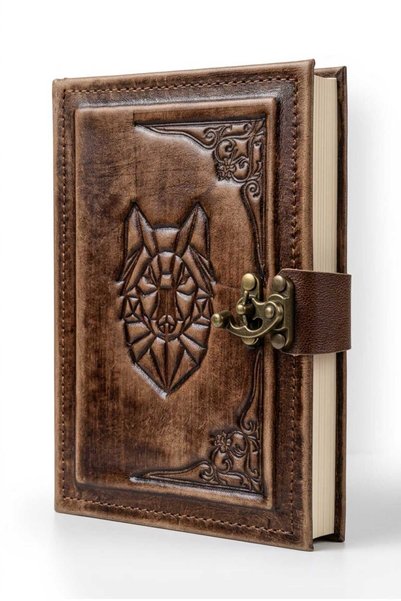 OZ CRAFT NOTE Hakiki Deri El Yapımı Defter – Kurt Motifli
