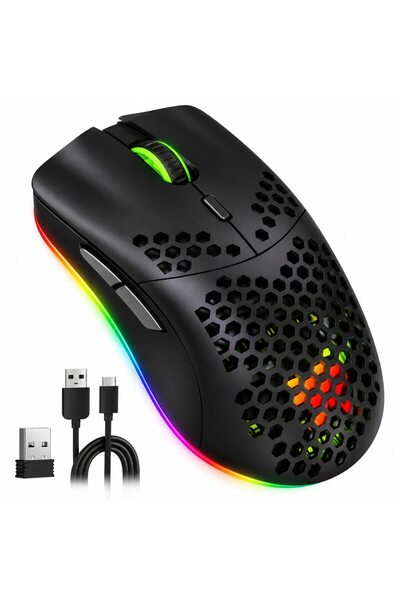 Dunmoon Ασύρματο ποντίκι gaming, Φωτισμός RGB με 11 λειτουργίες, 6 προγραμματ...