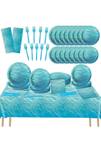 AZONEE Ocean Sea Party Supplies, 98 Pcs Ocean Waves Party Plates Ocean Sea Pa...
