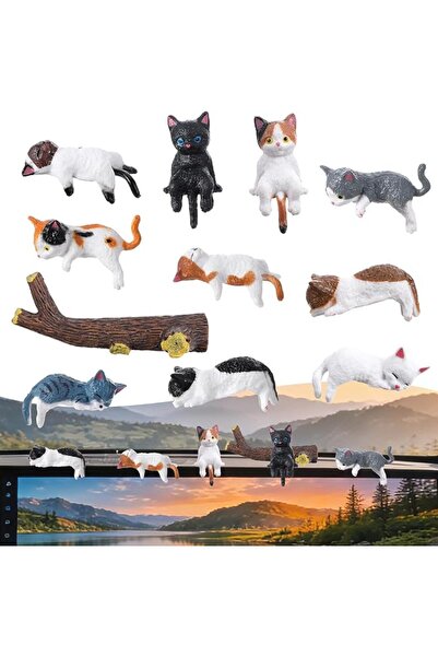TERRIFI Cute Cat Fingurine, Computer Monitor Decor, Resin Figurines, Car Dash...