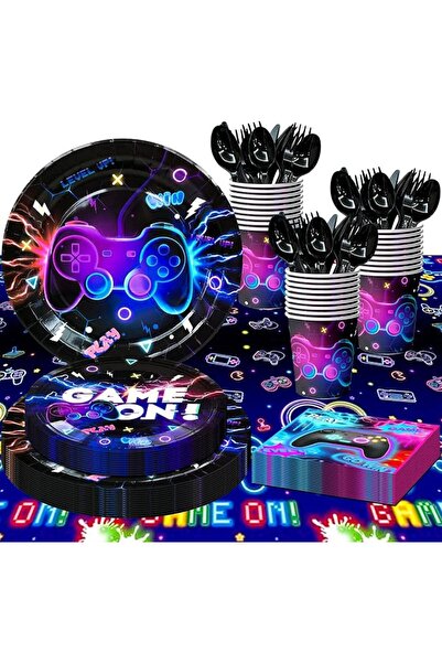 Generic 113pcs Video Game Birthday Decorations Tableware for Gaming Party Tab...