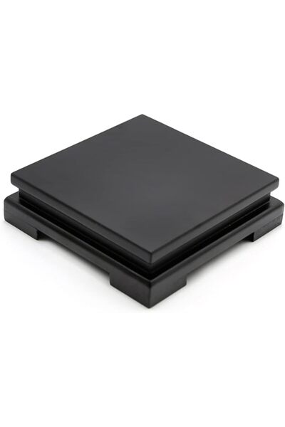 SYOSI قاعدة عرض خشبية سوداء، 17x17x5 سم، قاعدة عرض خشبية مربعة الشكل للمزهريا...