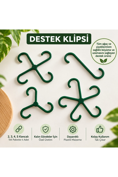 DörtMevsimReklam Bitki Dal Destek Klipsi 4’lü Set – Çok Kancalı Dal Birleştir...