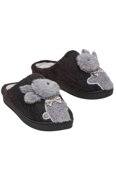 Permani Papuci de damă cu blană Mouse Negru 40/41