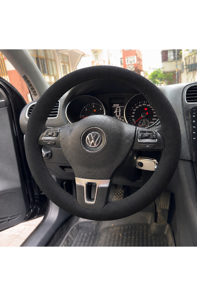 HasAkman Vw Polo 6R Direksiyon Kılıfı Alcantara Süet Monza Black Serisi Siyah...