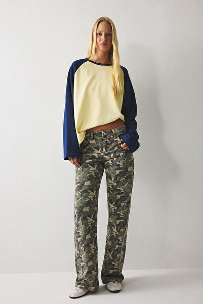 DeFacto Camouflage Patterned Straight Fit Regular Waist Standard Length Gabar...