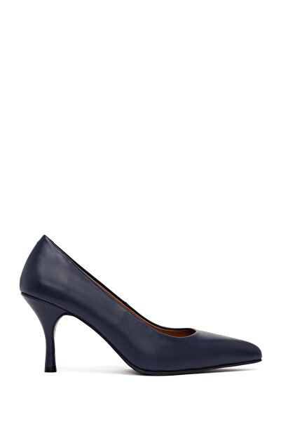 Derimod Women's Navy Blue Thin Heeled Leather Stiletto Af200018Dv
