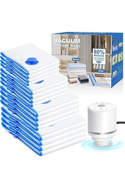 AOHRYME 16 Pack Vacuum Storage Bags with Electric Pump, (4 Jumbo, 4 Large, 4 ...