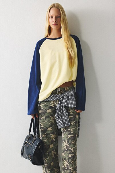 DeFacto Loose Fit Crew Neck Raglan Long Sleeve T-Shirt I8200Ax26Au
