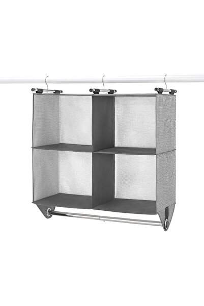 Whitmor 4 Section Fabric Closet Organizer Shelving with Built In Chrome Garme...