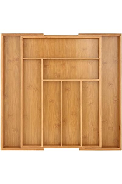 TRASSLE Bamboo Silverware Organizer for Drawer, Expandable Silverware Tray fo...
