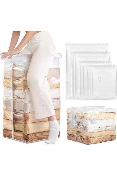 ALMEKAQUZ 8 Pack Vacuum Storage Bags Jumbo, Vacuum Seal Bags for Clothing, 1 ...